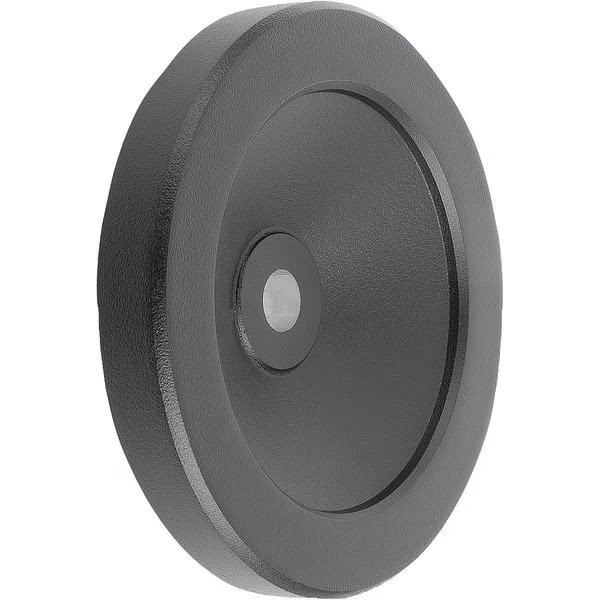 Disc Handwheel D1=140 Reamed Hole D2=15H7 Aluminum, Black Powder, Without Grip, Kipp, Mfr#: K0161.01140X15